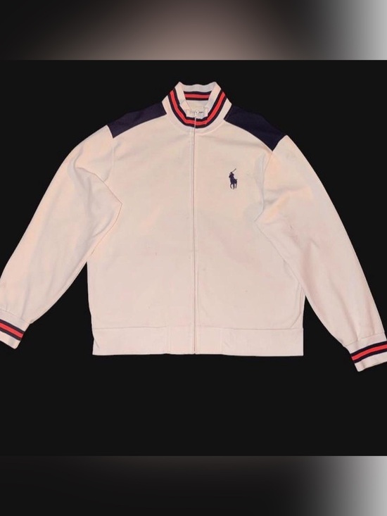 Ralph Lauren Other - Ralph Lauren White Jacket with Navy Shoulder Panels & Striped Collar